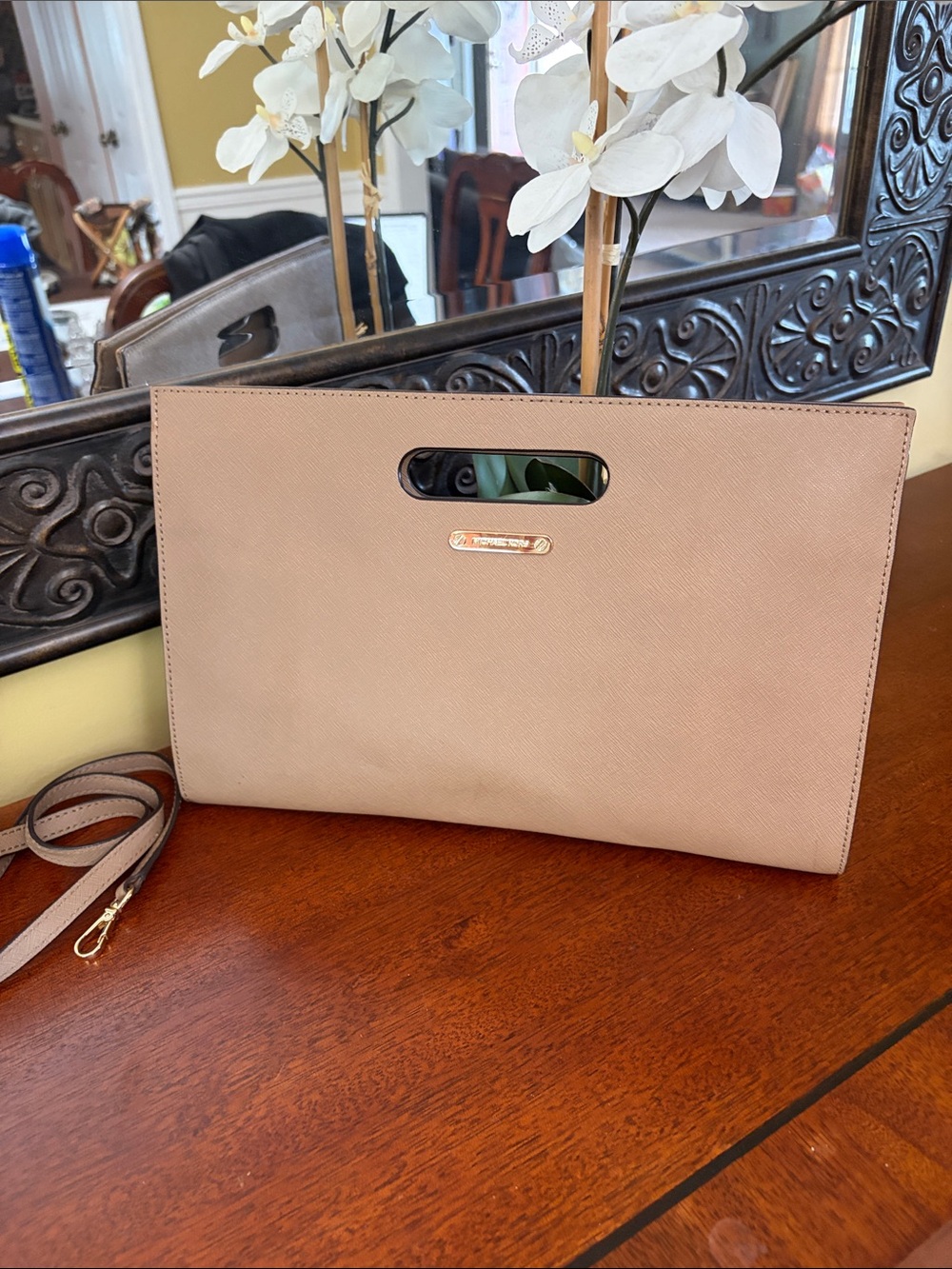 Michael Kors Tilda Leather Clutch with Attachable Strap